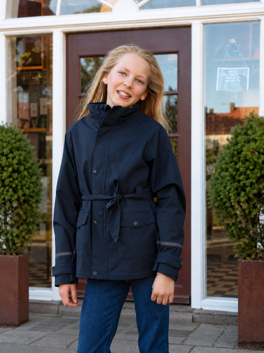 Florø Rain Jacket Girl Dark Blue